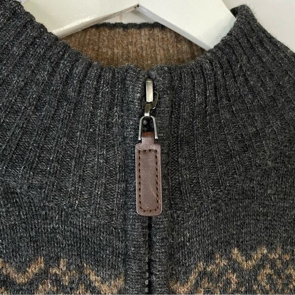 Telluride Clothing Fair-Isle Full Zip Cardigan Wool Blend Charcoal Gray Medium - Picture 8 of 13
